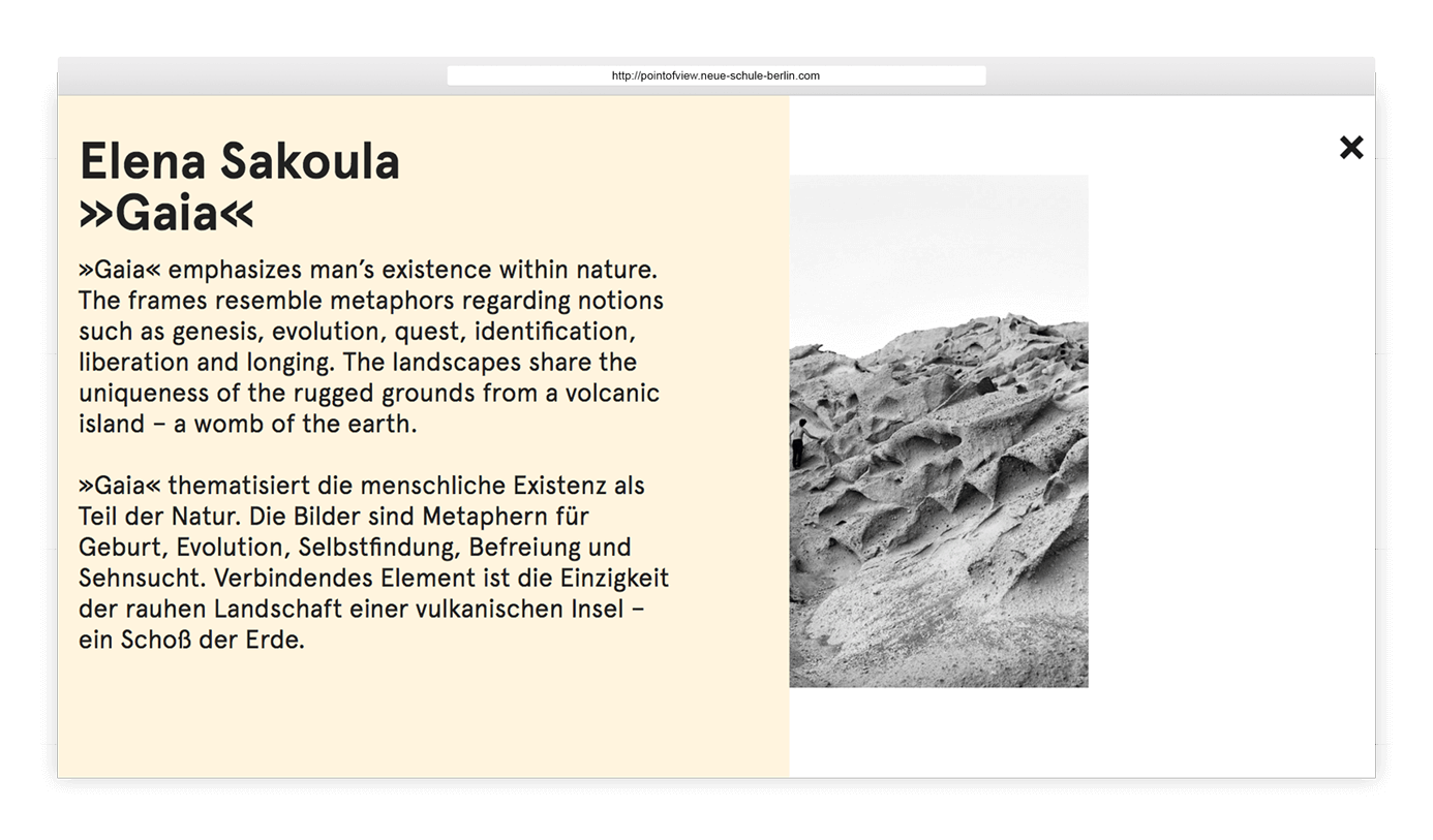 Screenshot of project for Neue Schule für Fotografie