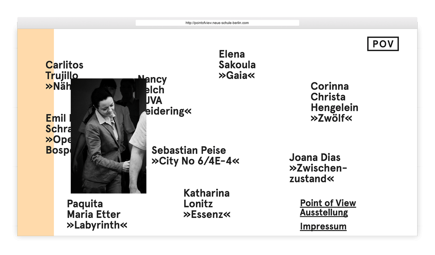 Screenshot of project for Neue Schule für Fotografie
